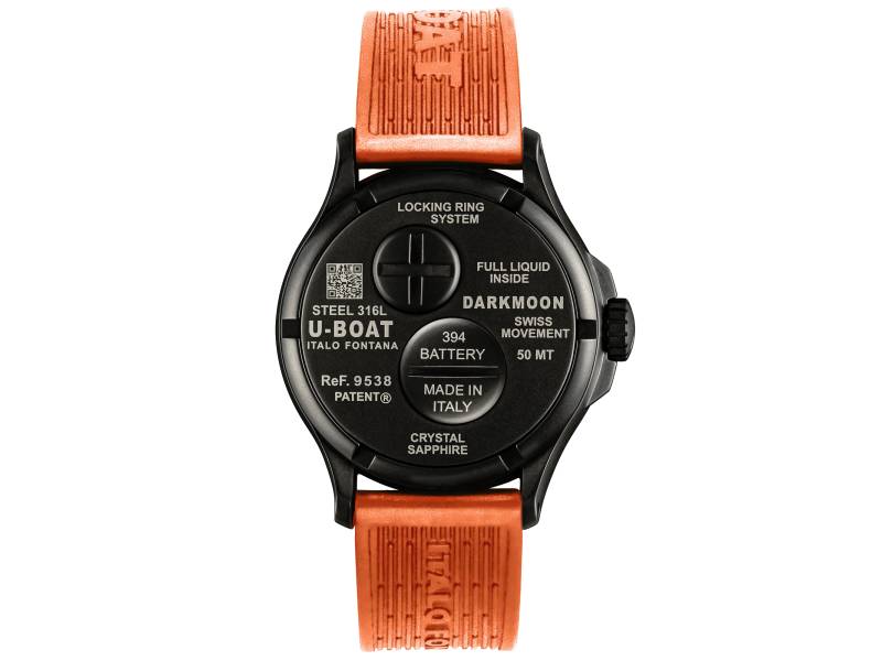 QUARZT MEN'S WATCH STEEL-BLACK PVD/RUBBER DARKMOON U-BOAT 9538